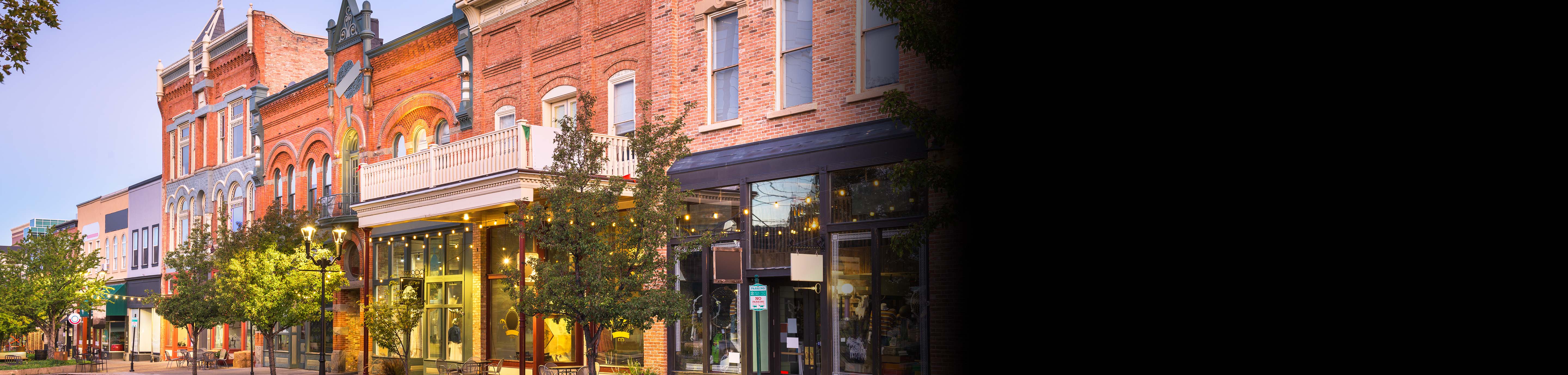 A row of retail business stores by the street 